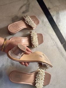 Pearl Embellished Slides  [ only 1 pair]