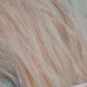 Peach &amp; Gold Embroidered Dress