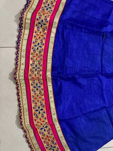 Blue &amp; Pink Embroidered Lehenga Set