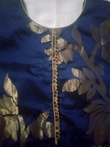 Royal Blue Embroided Golden Gown