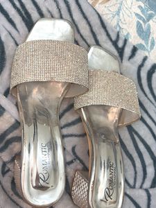 Sparkly Silver Slides
