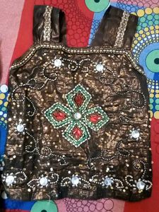 Brown Beaded Girls Top