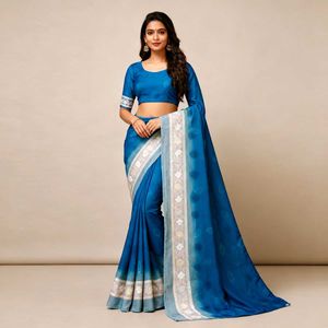 Elegant Blue Printed Saree