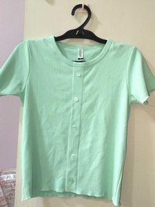 Cute Mint Green Button Top