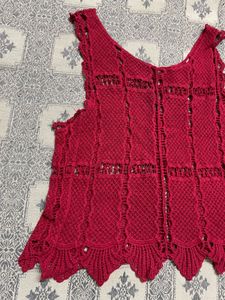 Red Knitted Tank Top
