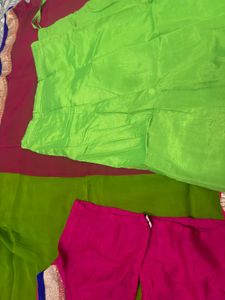 Elegant Pink &amp; Green Saree