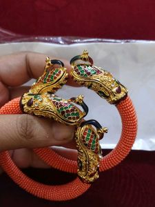 Ethnic Peacock Peach colour - A pair of Kada
