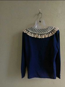 Vintage-Inspired Lace Collar Kawaii Cute Blouse 🩵