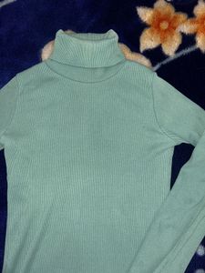 Stylish High Neck &amp; Wide Leg Denim Jeans