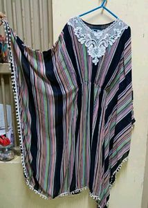 Striped Caftan with Lace Detail New