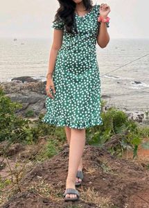 Green polka dot dress