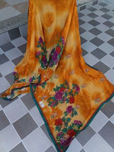 Flower Embroidered Saree