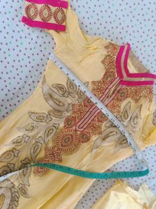 yellow chiffon kurta and pent