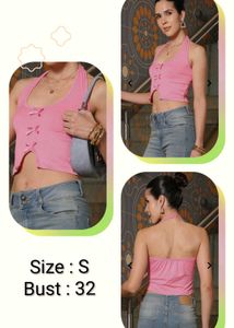 Pink Halter Crop Top
