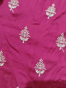 Magenta Top With Umbrella Sleeve And Embroidery