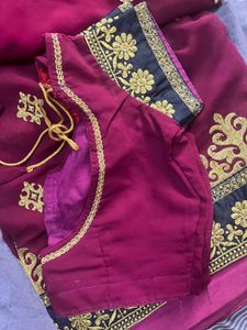 Elegant Maroon Embroidered Saree