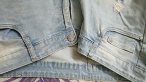 Ice Blue Colour Ripped Jeans