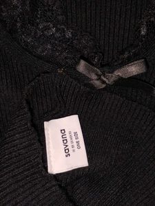 Black Coquette Lace-Bow Top