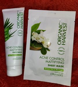 Organic Harvest Acne Control Mattifying Face Wash & Sheet Mask Combo