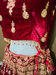 Maroon Velvet Lehenga