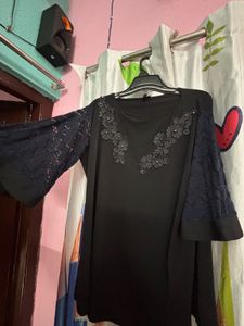 Black Lace Sleeve Top