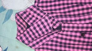 Pink &amp; Navy Checked Shirt