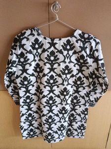 Sanganeri Black Bold Floral Print Cotton Top