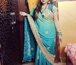 Teal Ombre Embroidered Saree