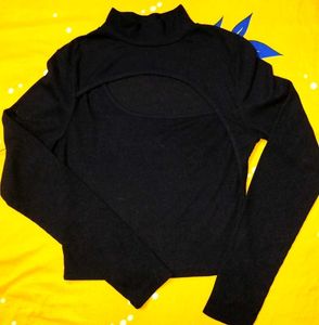 Black Cutout Long Sleeve Top
