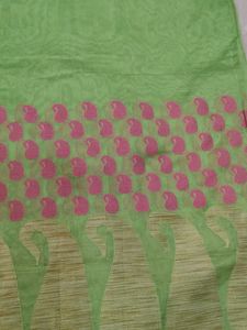 Green And Pink Tissue Saree