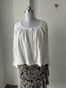 White Long Sleeve Peasant Top