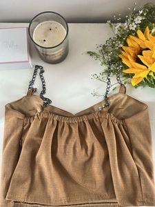 Cute Brown Crop top with Bow detail