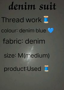 Denim Suit With Thread Work