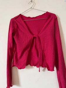 Pink Tie Front Top