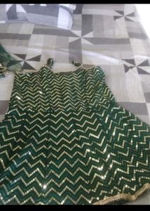 Green &amp; Gold Dress Material