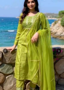Green Embroidered Kurta Set