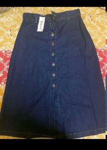 Denim Button-Down A-Line Skirt