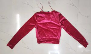 Burgundy Velvet Wrap Top