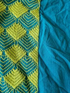 Sea Green Knee Length Top with Geometric Embroider