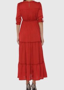 Red Riffle tiered Maxi Dress