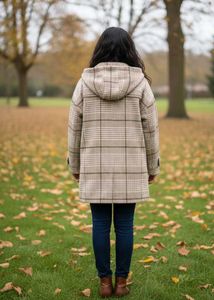 Imported Cozy Plaid Toggle Coat