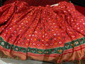 Red Ethnic Skirt Unstitched