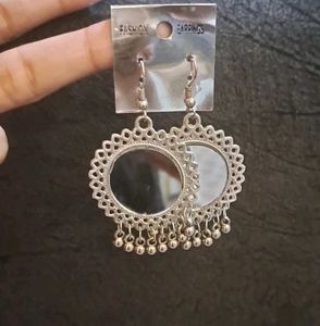 Boho Silver Mirror Earrings