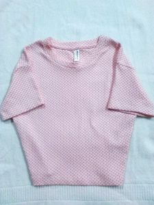 Pink Textured Short Sleeve Top