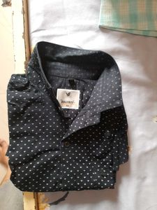 Dark Navy Blue White Dotted Shirt - XL