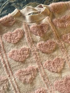 Y2k Pink Heart Pullover Sweater
