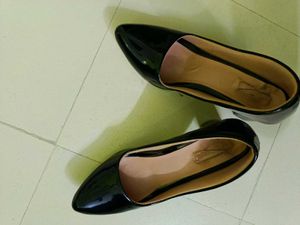 Black Leather Block Heels