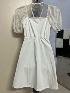 Pintrest corset Elegant White Lace Sleeve Dress