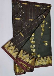 Elegant Grey &amp; Gold Saree