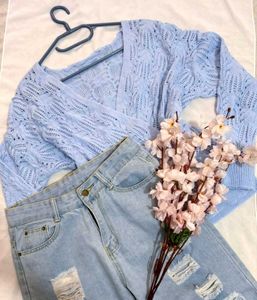 🎁Buy2 Get2 Free Blue Knitted Top ()